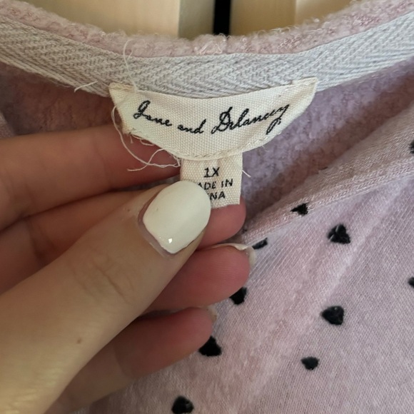 Jane and Delancey Light Pink Top with Black Hearts - Picture 2 of 4